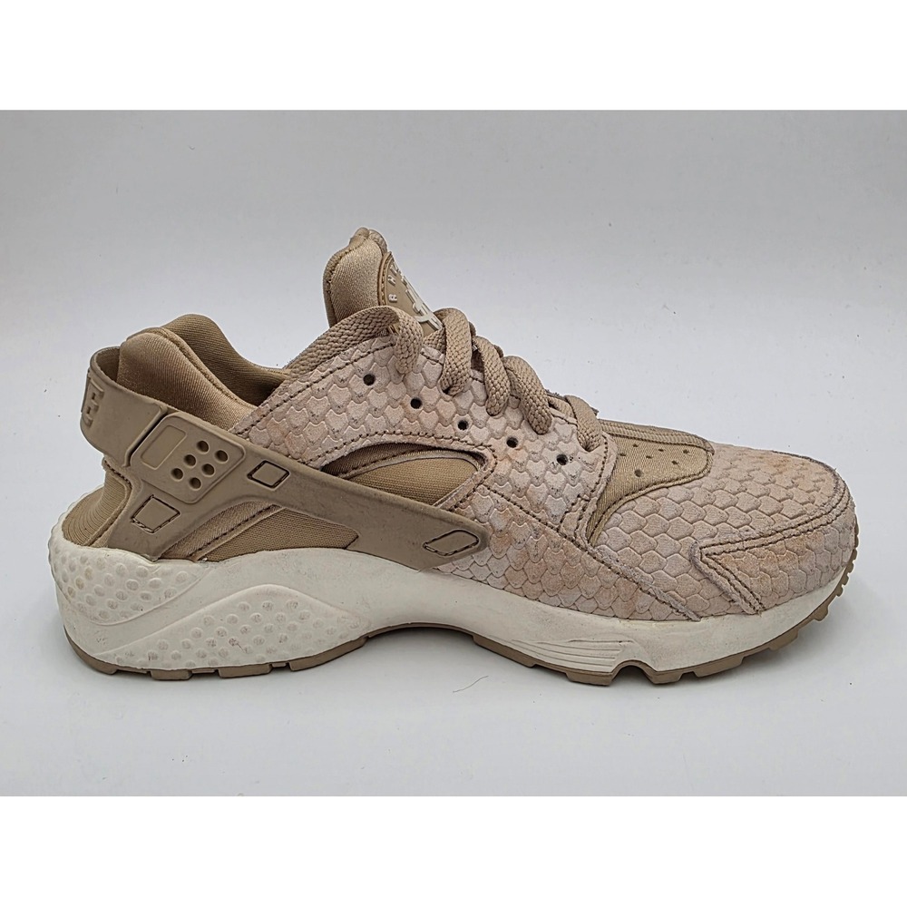 Nike Air Huarache Run Mushroom Tan Textured Snakeskin 683818-201 Women's 6.5 NEW - Picture 3 of 13